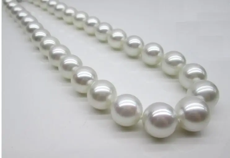 

18 huge 11-12mm freshwater genuine white round pearl necklace 925silver