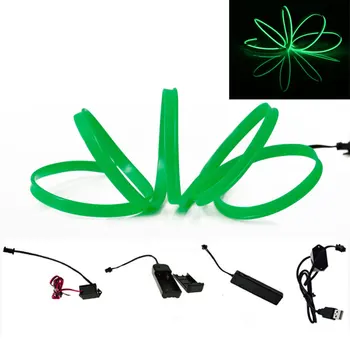 

Green Car flexible neon light glow el Wire 5M 1M 3M 2M 4M Strip LED Lamp With DC3V dc12v USB Sound activated Controller Inverter