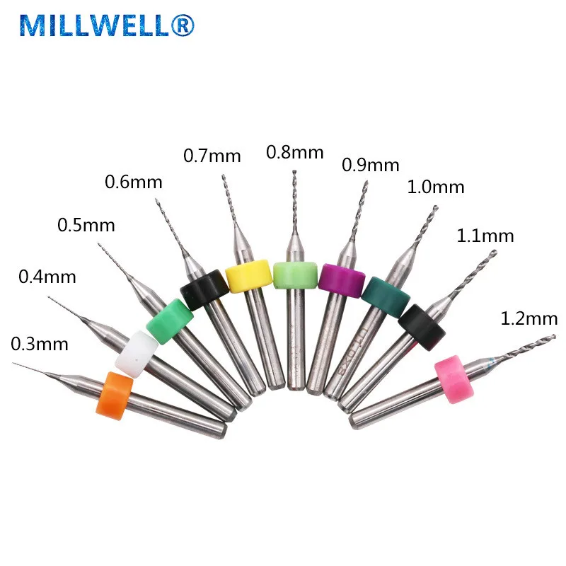 10 шт.-разные размеры, ЧПУ твердосплавные микро PCB сверла, HSS хвостовик, деревообрабатывающий инструмент, Алюминий Пластик Медь сверло