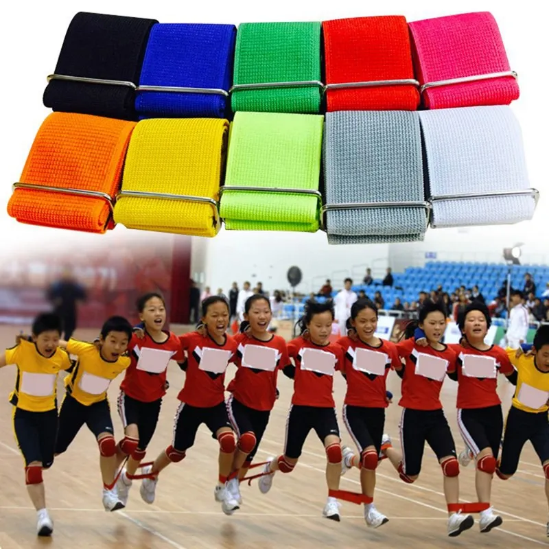 

Two People Three Feet Legged Straps Legged Elastic Tie Rope Team Sports Safe Firm Gaiter Foot Band Outdoor Parent-Child