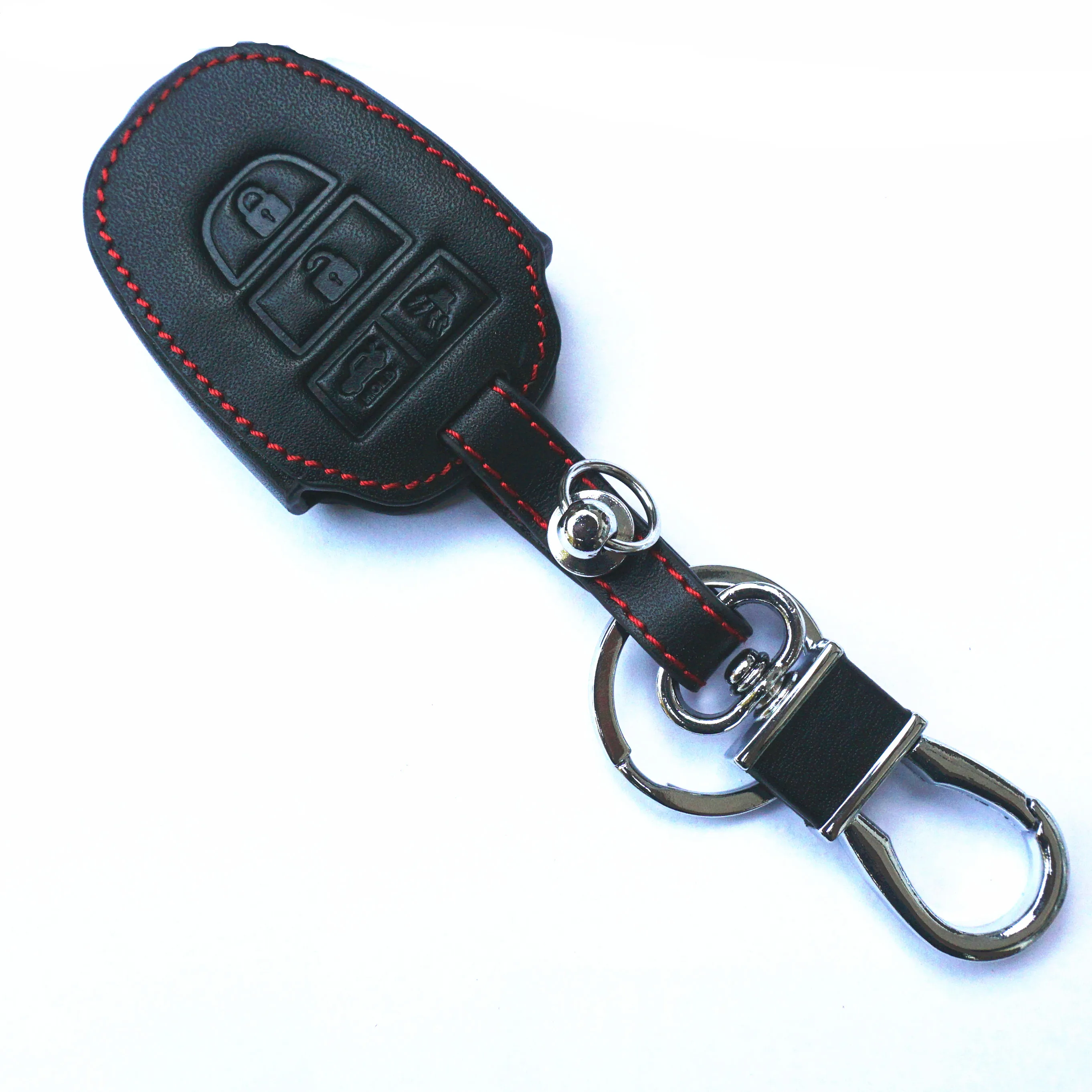 

WFMJ Genuine Leather 4 Buttons Remote Smart Key Chain Cover Case Fob For 2012 2013 2014 Toyota RAV4 Corolla Camry Venza Avalon