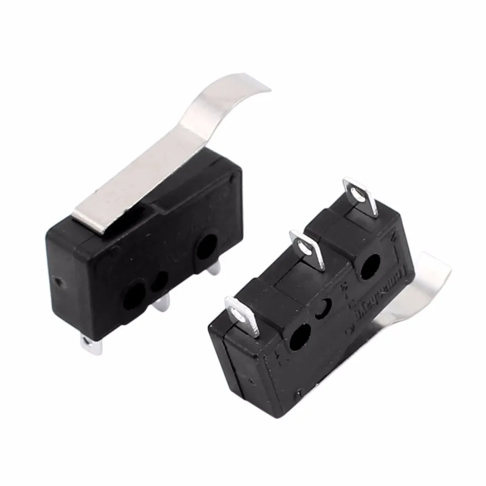 AC250/125V 5 Amp 3 Terminals Momentary 22 mm Lever Arm Micro Switch Black KW12-6 10pcs | Обустройство дома