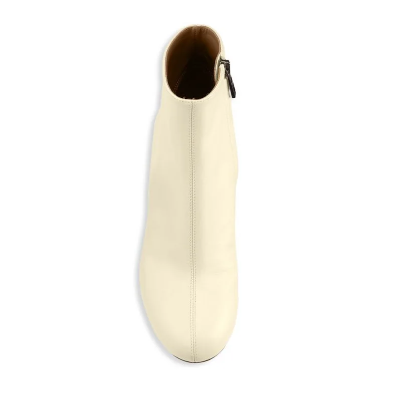 Tobillo Fsj01 Tamaño Bloque Moda Botines Mujer Otoño Zapatos Botas Redonda Alto Blanco Paseo Tacones De Cuero Casual Punta Laterales Fsj Cremalleras 7HqRd