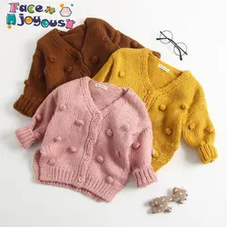 От 1 до 3 лет для маленьких девочек свитер детский зимний шар-пружина в руку вниз свитер кардиган пиджак кардиган для девочек кардиган