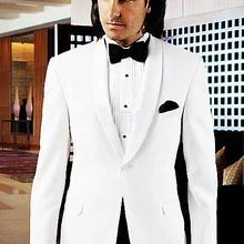 Высокое качество белый пиджак с черными атласная нагрудные жених смокинги жениха костюмы мужские свадебные костюмы / бизнес / формальные костюмы