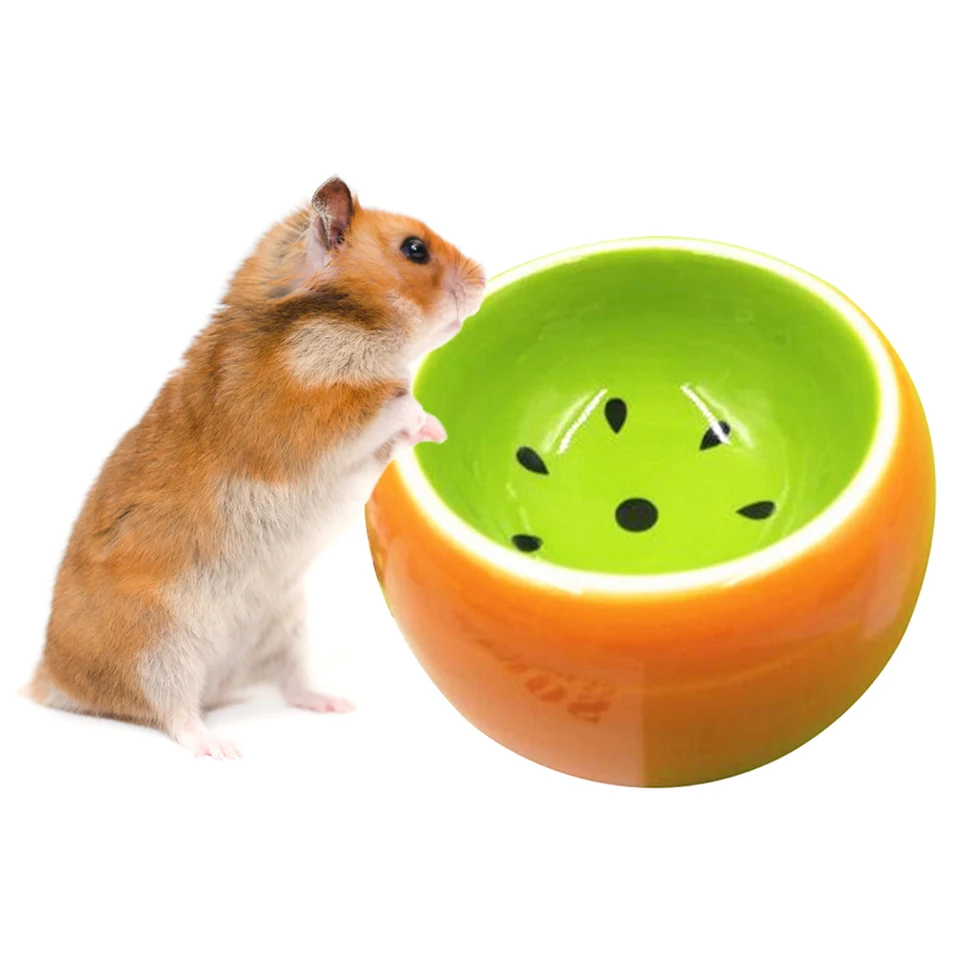 Cute Fruit Pattern Hamster Ceramic Food Water Snack Feeder For