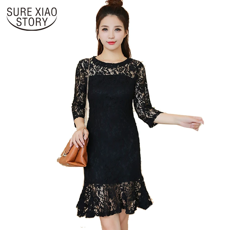 

2017 new arrival women fall dress lace dress long sleeve l fragrant ladies office lady fashion lace dress D139 30
