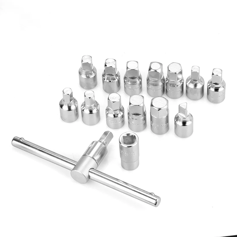 MR CARTOOL 18 PCS Oil Drain Pipe Plug Socket Set