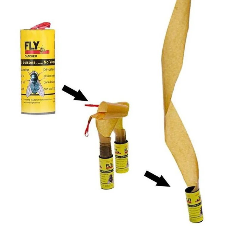 

4 Rolls Sticky Fly Paper Eliminate Flies Insect Bug Glue Paper Catcher Trap Ribbon Strip Flies Sticky Sticky Fly Dropshipping