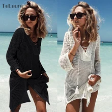 Новинка, ажурный вязаный пляжный бикини с кисточками, вязаный крючком Летний Пляжный Купальник, сексуальный прозрачный купальник