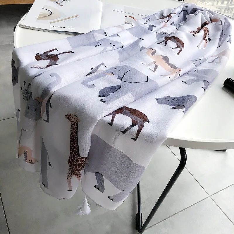 Xales de Algodão de Praia Envoltório do Lenço Belo Elefante Impressão Tassel Cachecóis Animal Camelo Longo Cachecol Hijab Frete Grátis 2021 4 Cheap Cachecóis femininos