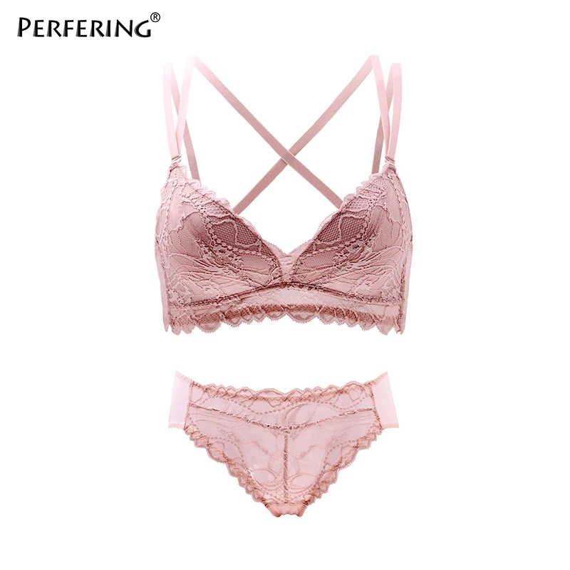 BEIGE BRA SET Perfering пуш-ап бюстгальтер наборы кружевной сексуальный бюстгальтер без косточек бесшовный бюстгальтер бюстгальтеры для женщин без косточек модное нижнее белье дамское белье - Цвет: BEIGE BRA SET