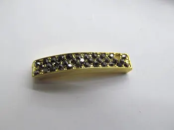 

high quality 40mmx10mm 12pcs Rhinestone Tube metal Connectors Pave Rhinestone Bar gunmetal bead
