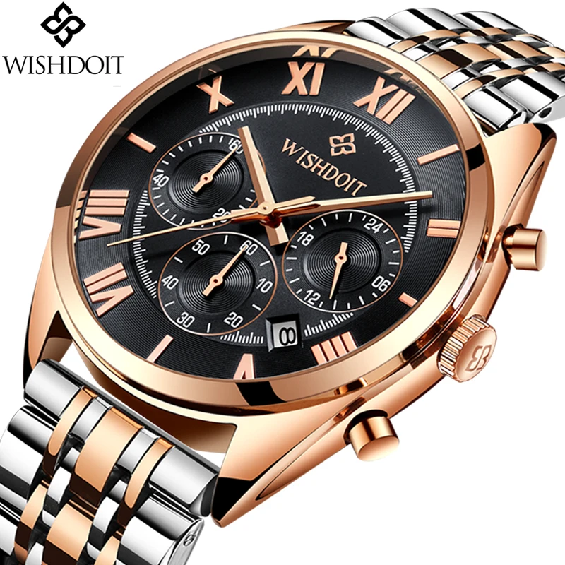 

Relogios Masculin WISHDOIT Men Watches Top Brand Luxury Fashion Men's Business Watch Men Stainless Steel Waterproof Quartz Watch