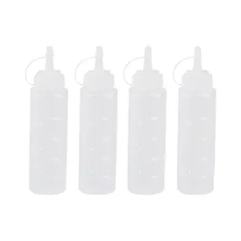 

Plastic Squeeze Bottles, Natural Clear Plastic Bottles with Cap, Measurement for Dressings, Oil, BBQ, Kitchen, Liquids and Art