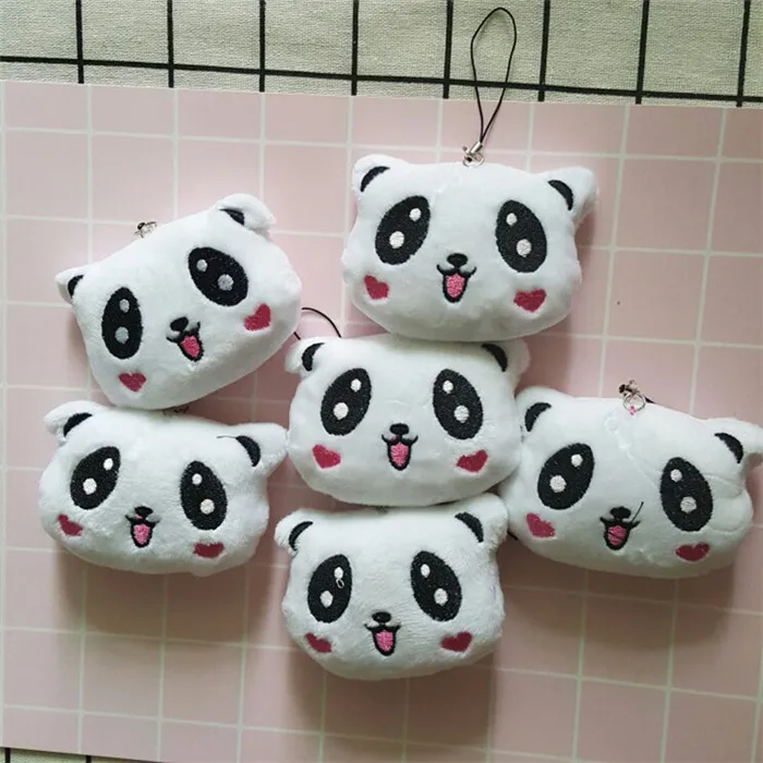 Fashion Panda Emoji Plush Toys Key Chain Ring Pom Bear Keychain Woman Bag Charms Man Car Keyring Wedding Party Trinket Jewelry (12)