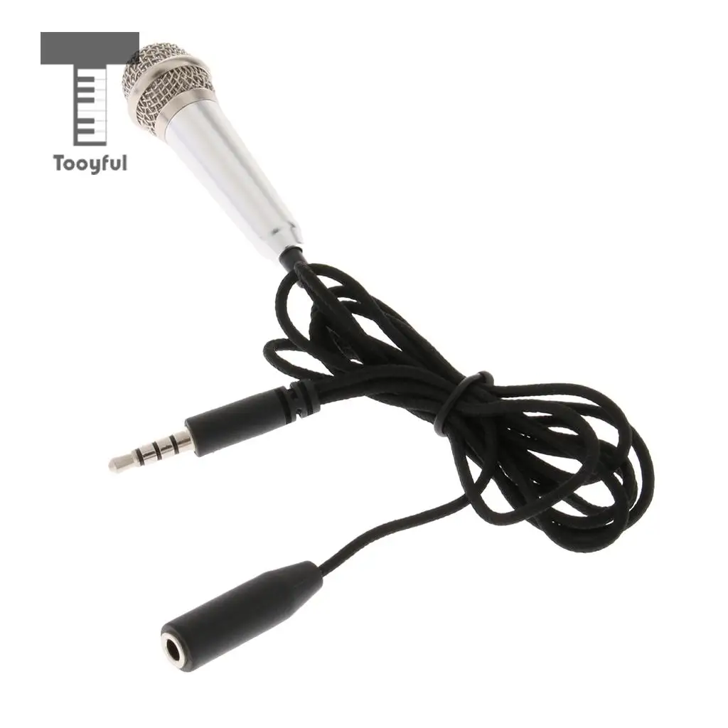 Tooyful 3.5mm Wired Microphone Handheld Mic for Smartphones Chatting Karaoke Silver