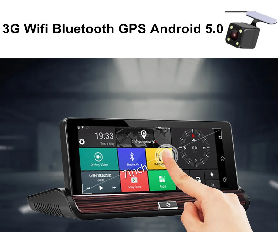 Автомобильный видеорегистратор FHD 1080P с сенсорным экраном 7 дюймов 3G двумя