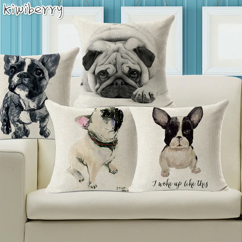 Linen Cotton Decorative Dog Printed Chair Cushion Throw Pillows Bulldog Pillow Cojines Vintage Nordic Style Kids Decoration Linen Cotton Decorative Dog Printed Chair Cushion Throw Pillows Bulldog Pillow Cojines Vintage Nordic Style Kids Decoration