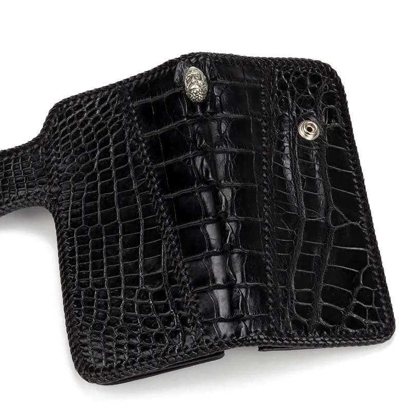 Porte D'embrayage Végétal Hommes De Portefeuille À La Sac Main Alligator Sacs En Portefeuilles Tricoter cartes Noir Véritable Cuir Tannage 1lJFTKc