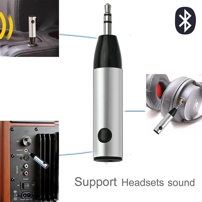 ihens5 Mini Wireless Bluetooth Car Kit Hands free 3.5mm Jack Bluetooth AUX Audio Receiver Adapter with Mic for Speaker phone