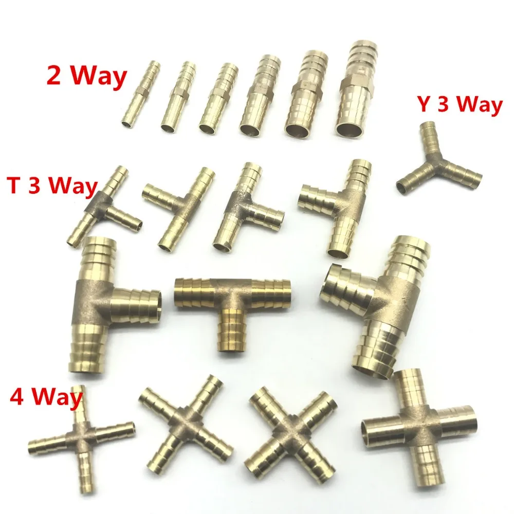 Brass Barb Pipe Fitting 2 3 4 way connector For 4mm 5mm 6mm 8mm 10mm 12mm 16mm 19mm hose copper Pagoda Water Tube Fittings | Обустройство