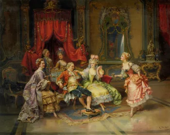

Classical Figurative Art Oil Painting on Canvas for Living Room Cesare Auguste Detti Louis XV in the Throne Room Hand Painted