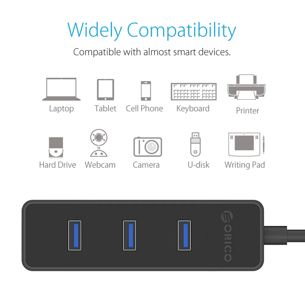 Orico высокоскоростной 4 порта USB 3,0 5 Гбит/с портативный OTG концентратор USB разветвитель для Apple Macbook Ноутбуки ПК планшет