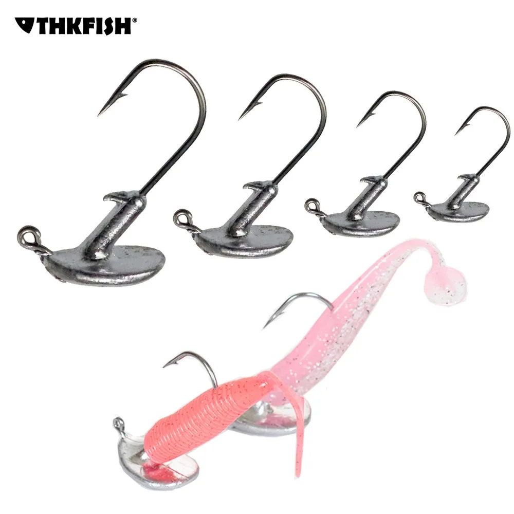Terminal Tackle 20Pcs Offset Worm Hook Jig Carbon Steel Fishhooks Soft