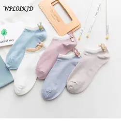 [WPLOIKJD] сезон: весна–лето Мода Harajuku прекрасный в студенческом стиле Meias Для женщин Sokken кролик Форма 5 Карамельный цвет носки Для женщин