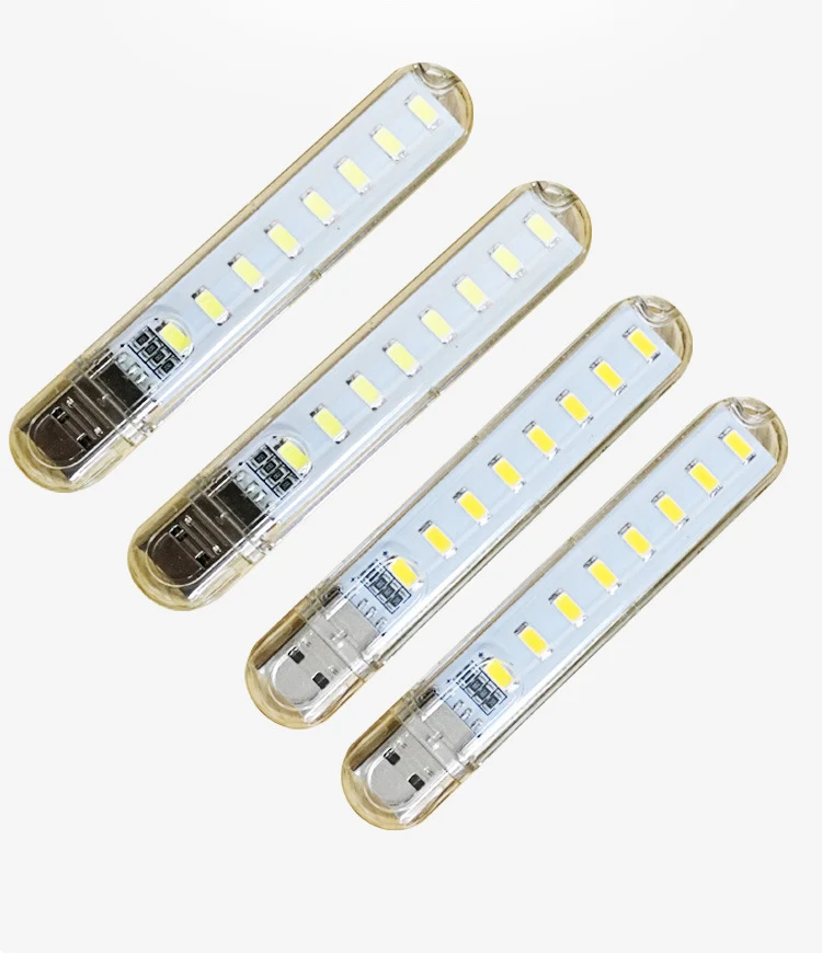 Chiclits 8 Led Night Light Mini 5V USB Book Light Computer Mobile Power USB Light WhiteWarm White (6)