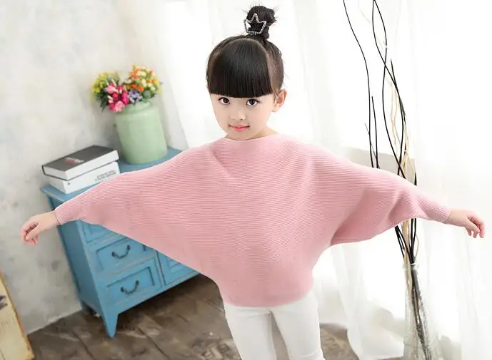 Preise 2019 herbst kinder kleidung mädchen gestrickte pullover solide dünne mädchen fledermaus pullover für mädchen große kinder pullover pullover