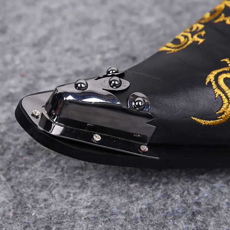 Ntparker/Дизайнер персонализированные металлическим носком Мужская обувь Острый носок Для мужчин кожа Обувь слипоны в британском стиле Вечерние Кожаные модельные туфли Обувь, 46