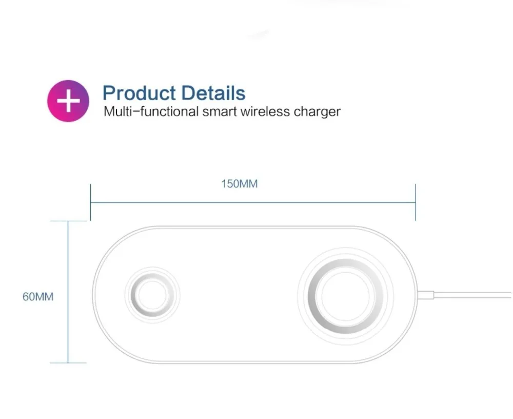 3X 2в1 мини AirPower Беспроводное зарядное устройство для iPhone X 8 Plus Apple Watch быстрая