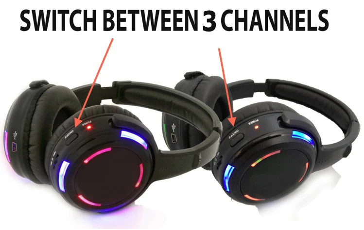 Беспроводные Светодиодные наушники Silent Disco system 200 наушников + 3 передатчика|wireless