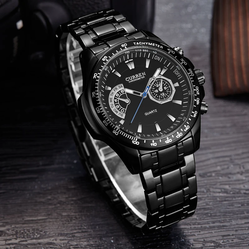  2018 CURREN Top Brand Fashion Quartz Watch Men Military Sport Full Steel Wristwatches relogio mascu