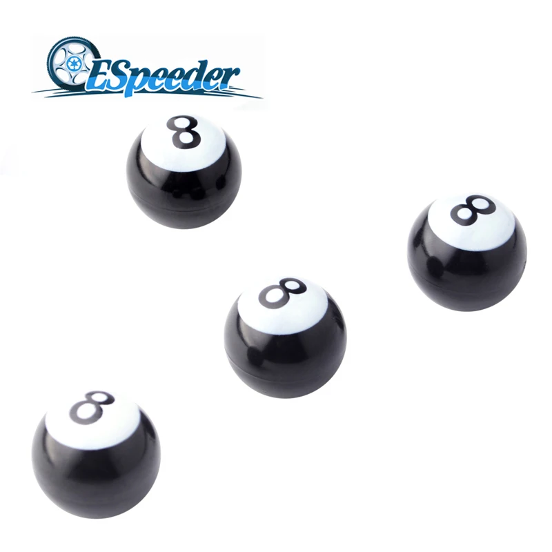 

ESPEEDER 4pcs Wheel Caps Dust Stems Billiards Black 8 Tire Valve Caps Dust Cover Car Styling Car BIcycle Motorcycle Tire Caps