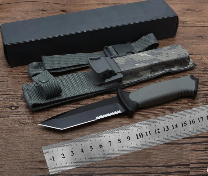 

AUS8 tanto blade ABS Sheath + Camouflage Nylon Cover knife Tactical EDC Tool outdoor camping survival exploration pocket knife