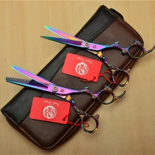 9005#6,0 ''одна пара/2 шт фиолетовый дракон дизайн Парикмахерские ножницы Резка/истончение ножницы персонализированные человеческие ножницы для волос