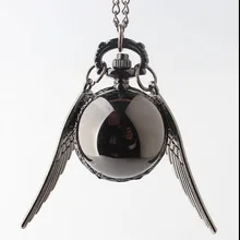 Черный снитч Гарри Поттера крылья кварцевые в стиле стимпанк ожерелье карманные часы подарок