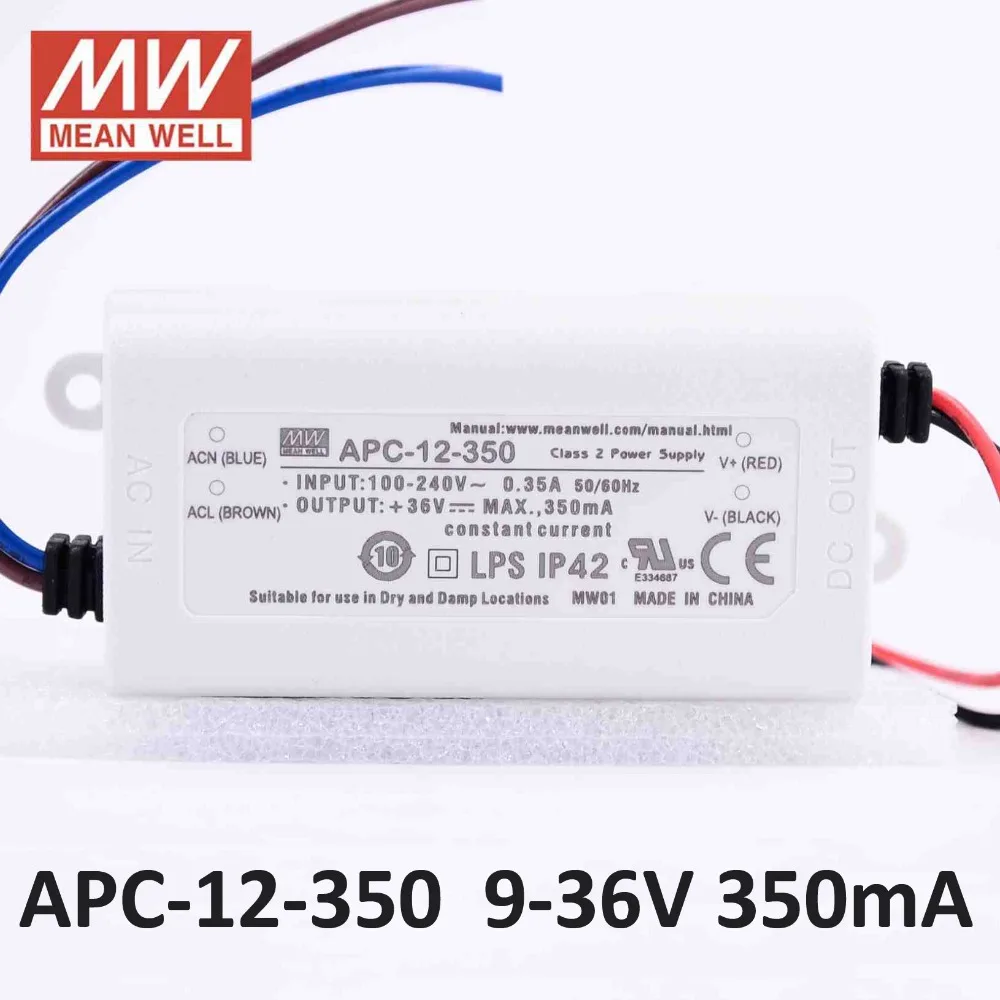 Mean Well MW 9~36V 350mA 12W AC/DC LED Driver APC-12-350 Constant current 