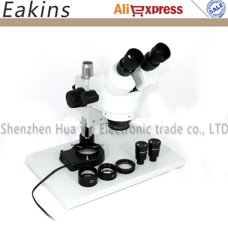 

3.5X-180X Stereo Binocular Microscope 0.5X 2.0X Auxiliary Objective Lens 20X eyepiece PCB Microscope