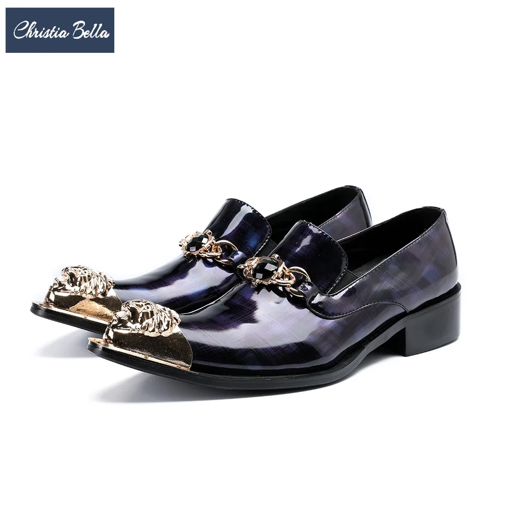 

Christia Bella British Style Men Dress Shoes Luxury Pointed Toe Business Formal Shoes Slip on Men Wedding Shoes Large Size