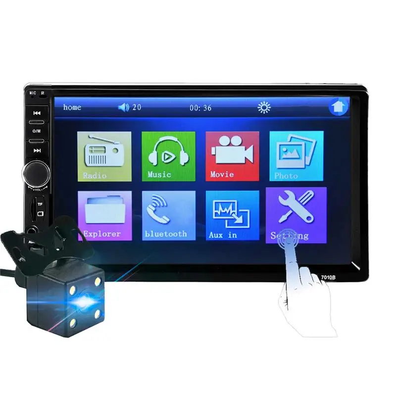 

Car Radio 7 Inch Double Din Car Multimedia MP5 Player IPS Full View Touch Screen Stereo FM Radio Blue Tooth with Backup Camera