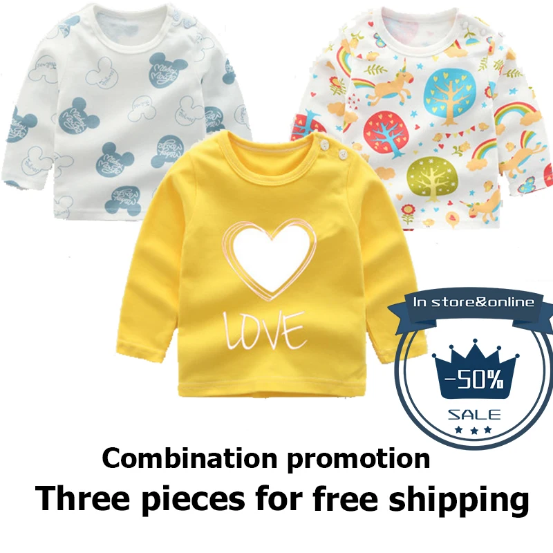 

Low Price Baby Boys and Girls Infant Children's Cotton T-shirt Spring and Autumn Shirts Children's Clothing 3 Pieces Together