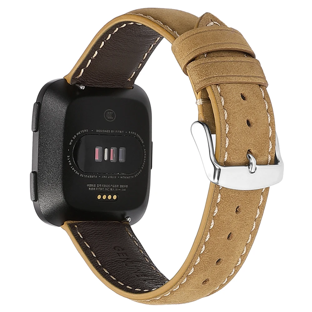 

iStrap Crazy Cow Watchbands Waterproof Replacement Genuine Leather Wristband Accessories Strap For Fitbit Versa Smart Watch