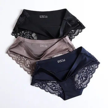 

Sexy Lace Patchwork Traceless Underwear Women Breathable Mid Waist Lady's Briefs Female Panties Short Pants G String Underpants
