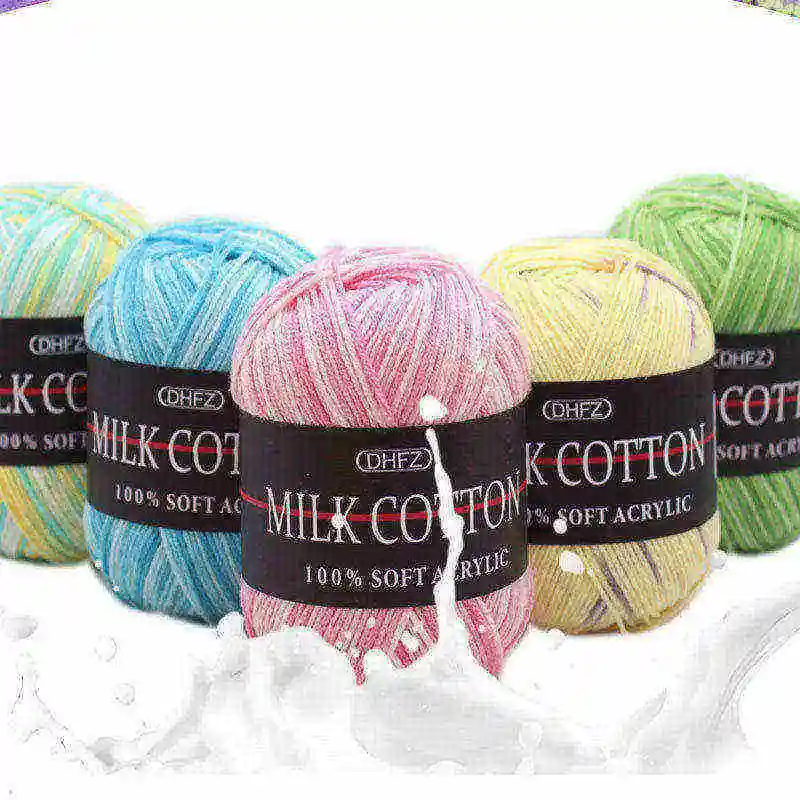 

2Pcs/lot 3 strands of milk cotton yarn wool Three strands dyed multi-colored jacquard tabs rough baby hat scarf coat line AB009