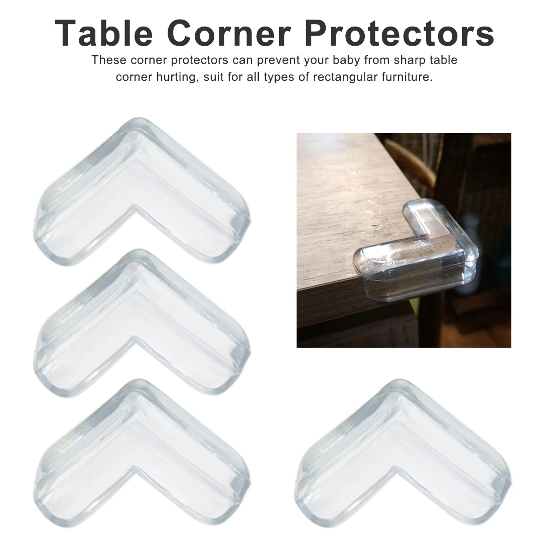 4Pcs Silicone Safety Protector Table Corner Protection From Children Anticollision Edge Corners Guards Cover For Kids