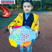 IHEROKO детские игрушки для рыбалки, детские развивающие игрушки, музыкальные подарки, электрическая вращающаяся игра для рыбалки, магнитные спортивные игрушки для улицы